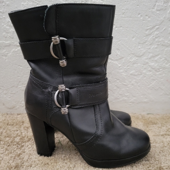 Harley-Davidson Marissa Platform Heeled Boots Full Grain Leather Boots S… - Picture 1 of 12